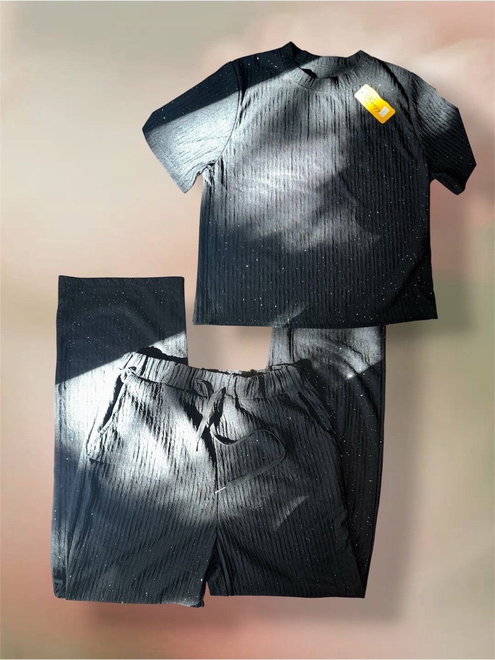 Women’s Black Glitter Loungewear PJ Set — BNWT ✨🖤